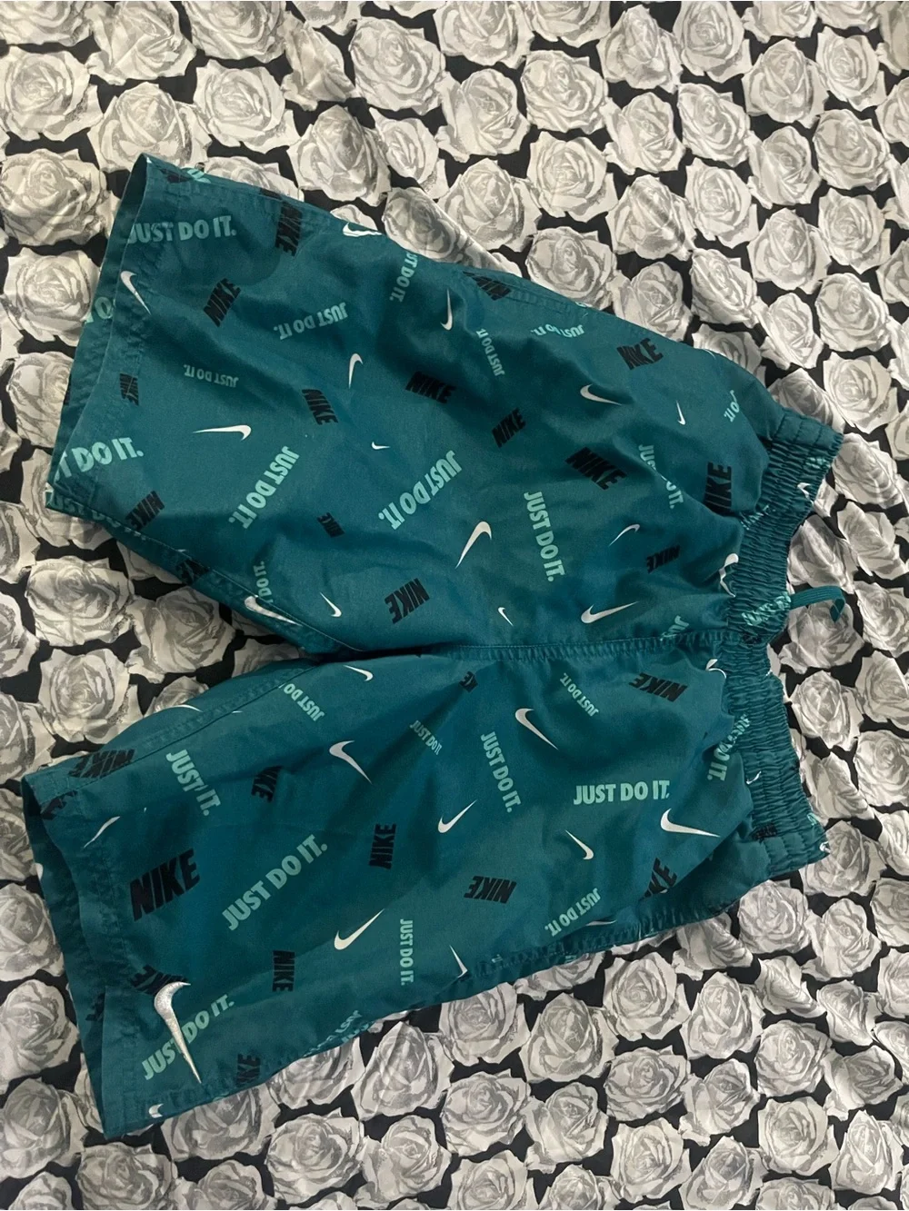 Nike Teal Green Boys' Swim Trunks with White Swoosh
